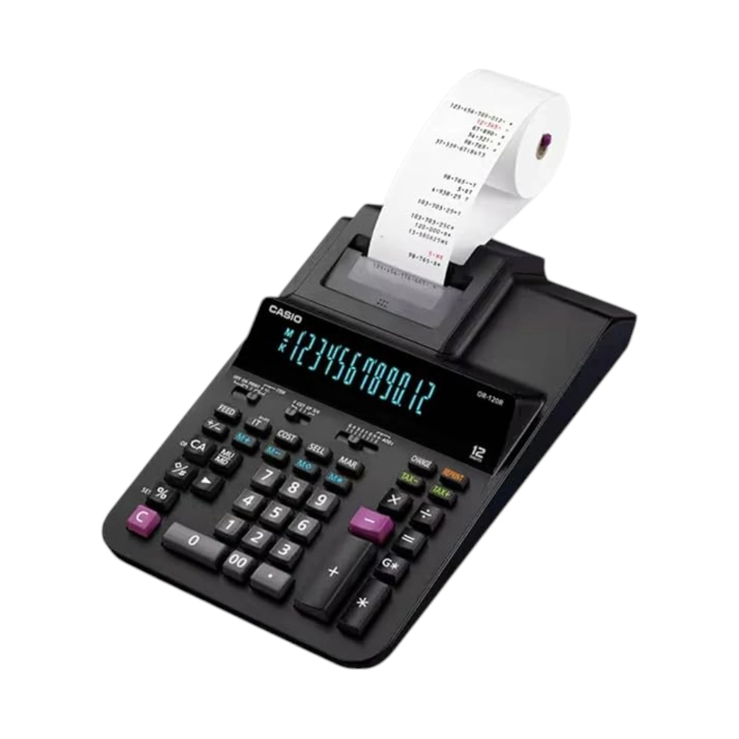 Casio Calculadora Impresora DR-200R-BK - Pantalla LCD Grande De 12 Dígitos - 2 Colores De Impresión - Diseño Compacto Y Práctico 1 Casio Calculadora Impresora