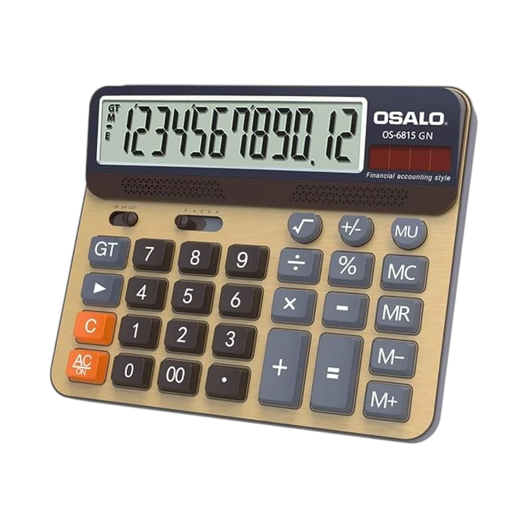 Calculadora De Escritorio - Pantalla LCD Extra Grande De 5 Pulgadas - Calculadora De Contabilidad De Números Grandes De 12 Dígitos - Botón De Respuesta Gigante - Para Office Business Home - OS-6815GN 1 Calculadora De Escritorio - Pantalla LCD