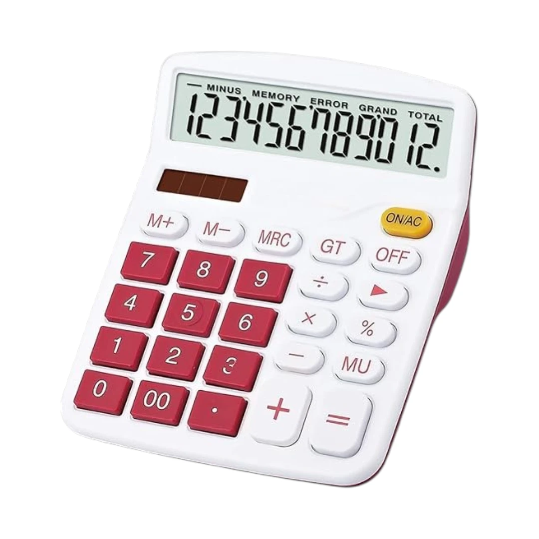 Mengshen Calculadora Sobremesa Large - Batería Solar De Doble Potencia - 12 Dígitos - Pantalla LCD - Calculadora Financiera - Calculadora Comercial De Función Estándar Para Oficina/Hogar/Escuela 1 Mengshen Calculadora