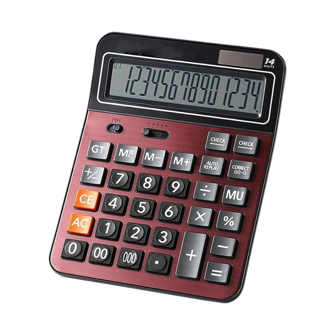 Mengshen Calculadora Sobremesa Grande - Batería Solar - Calculadora Comercial De Función Estándar De Doble Potencia - Pantalla LCD Grande De 14 Dígitos - Conveniente Para Oficina Y Hogar 1 Mengshen Calculadora Sobremesa