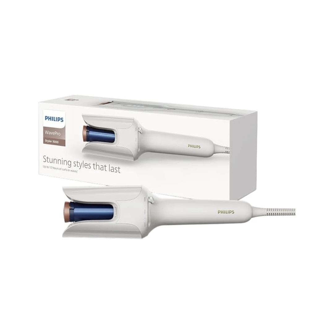 Rizador De Cabello Automático Philips WavePro 9000 - Tecnología SenseIQ - Cuidado Iónico - Tecnología De Modelado 360° - Cilindro Ajustable Con 5 Opciones De Rizado - 110-240V - Color Blanco - BHB968/00 1 Rizador De Cabello Automático Philips