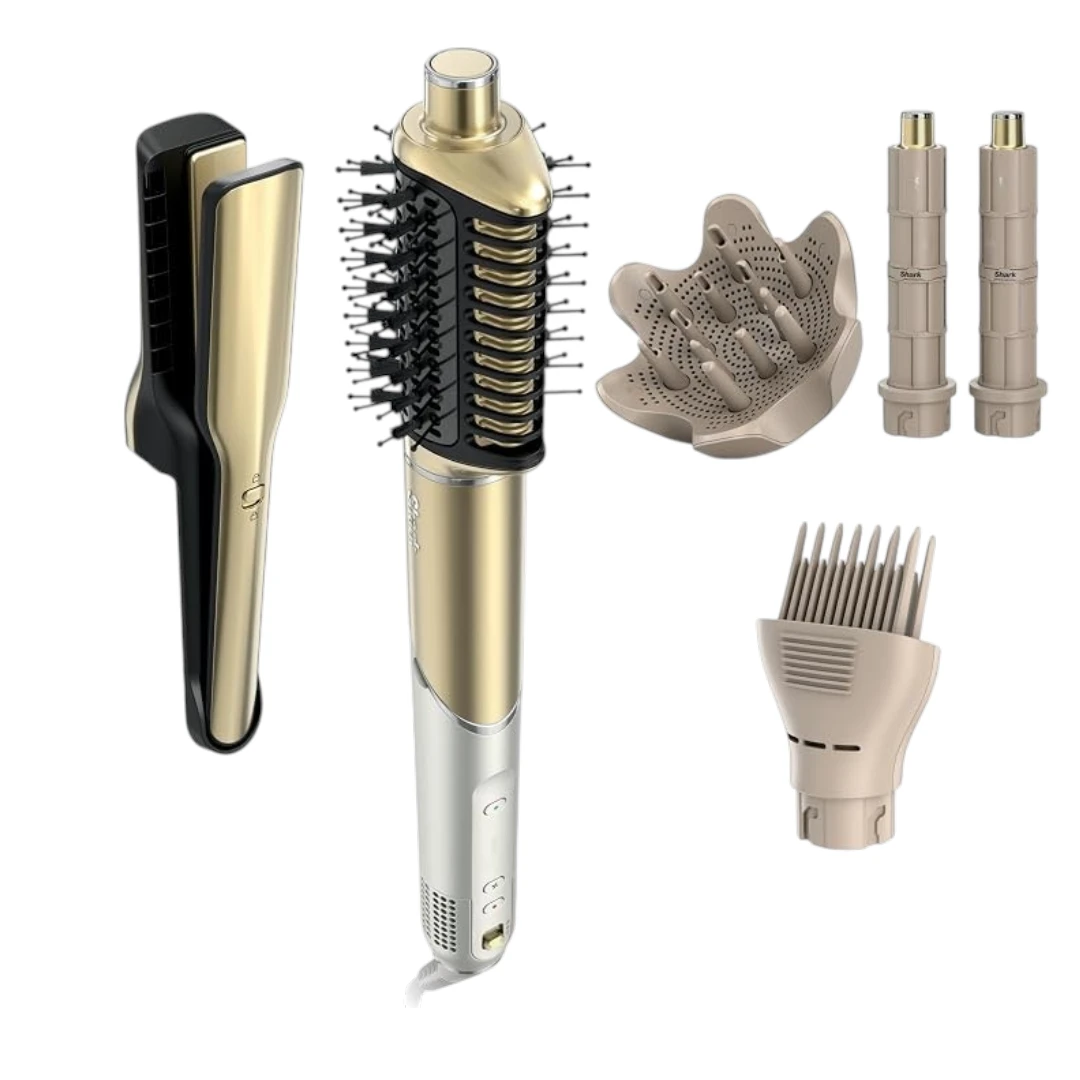 Shark Glam Ceramic & Potente Sistema De Secado Y Estilo De Aire - Con Alisador Silki Y Brillo De Aire Shark Glossi - Para Secar - Rizar - Alisar Y Dar Brillo - Con Difusor - HD6052S - Para Cabello Rizado Y Coilado 1 Shark Glam Ceramic